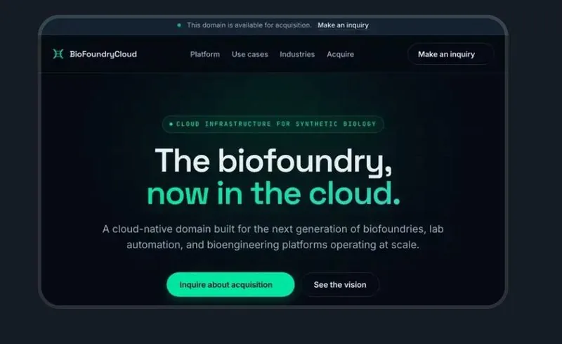 Biofoundry Cloud landing page built by Brockley